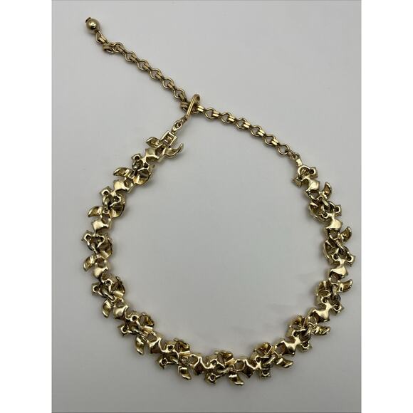 Vintage Aurora Borealis Rhinestone Choker Necklace Gold Tone Art Deco 15" - Picture 5 of 8